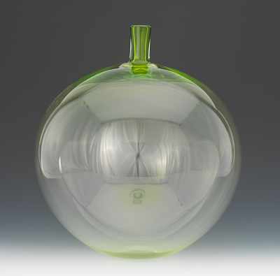 Appraisal: Orrefors Large Signed Lundin Vase Green large blown glass Apple