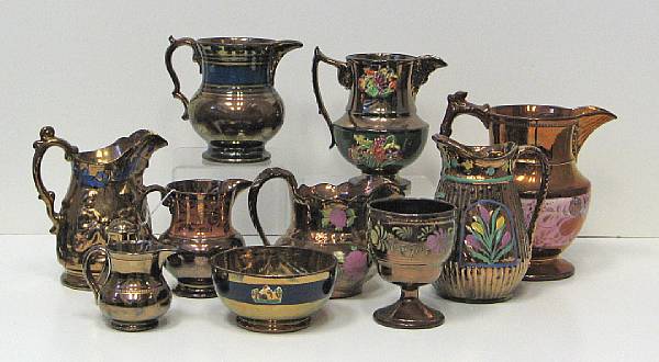 Appraisal: Eighteen pieces of copper luster second half th century Variously