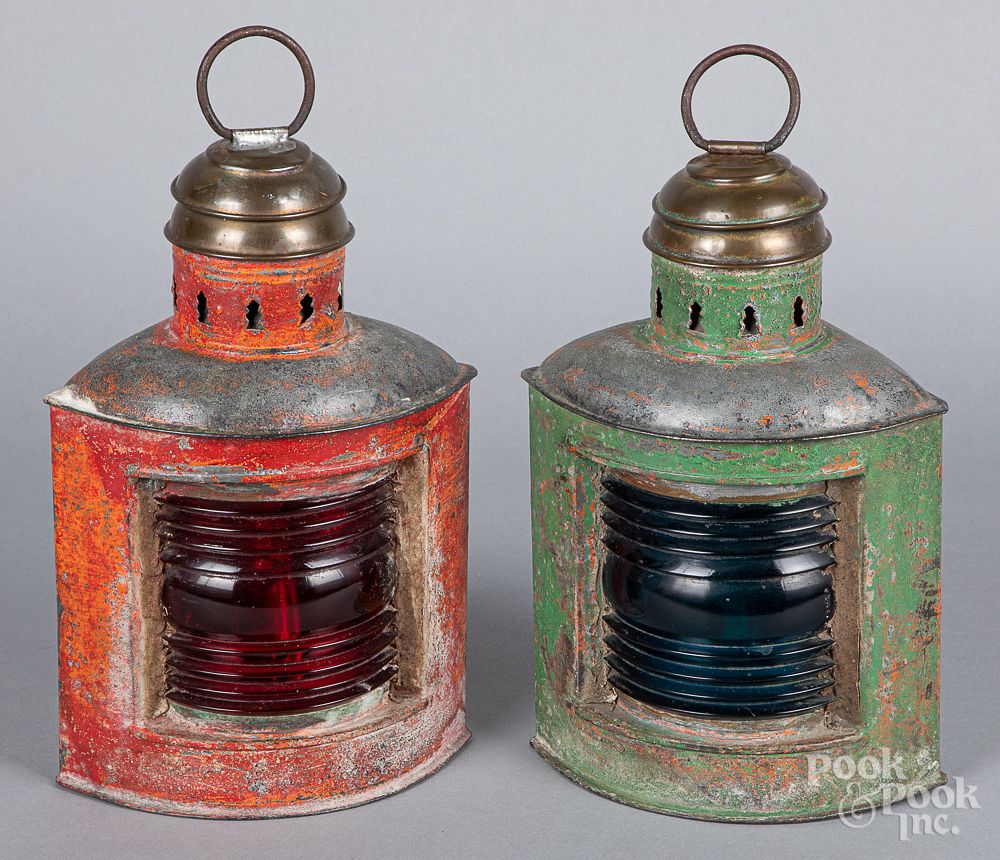 Appraisal: Two painted Perkins Marine lanterns Two painted Perkins Marine lanterns