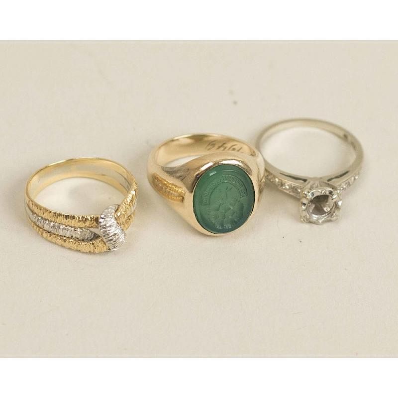 Appraisal: Assorted Gold Jewelry Assorted gold jewelry comprising a Chrysoprase k