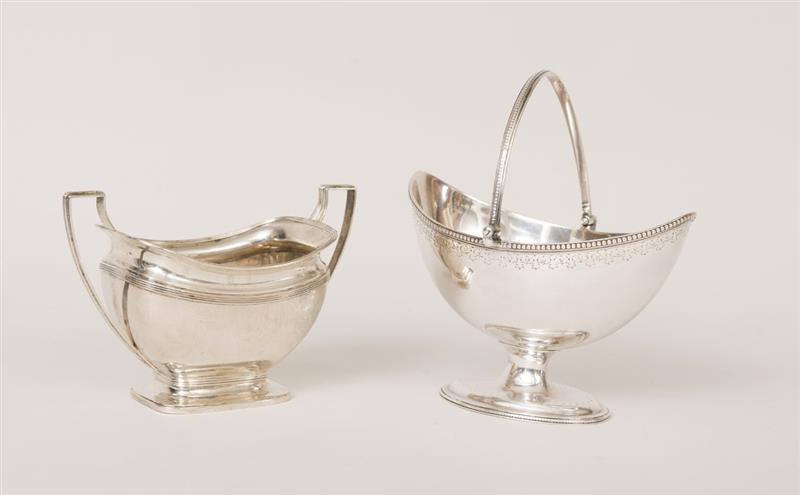 Appraisal: GEORGE III ENGRAVED SILVER SUGAR BASKET AND A DUTCH SILVER