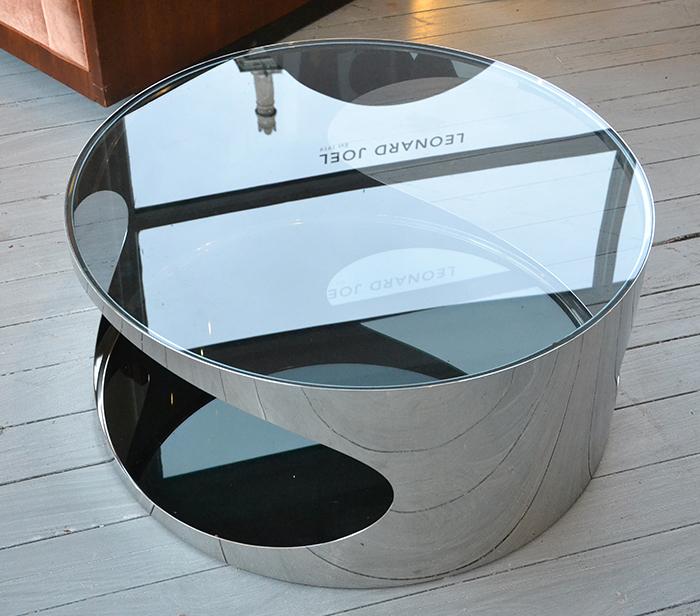 Appraisal: CIRCULAR GLASS AND CHROME COFFE TABLE