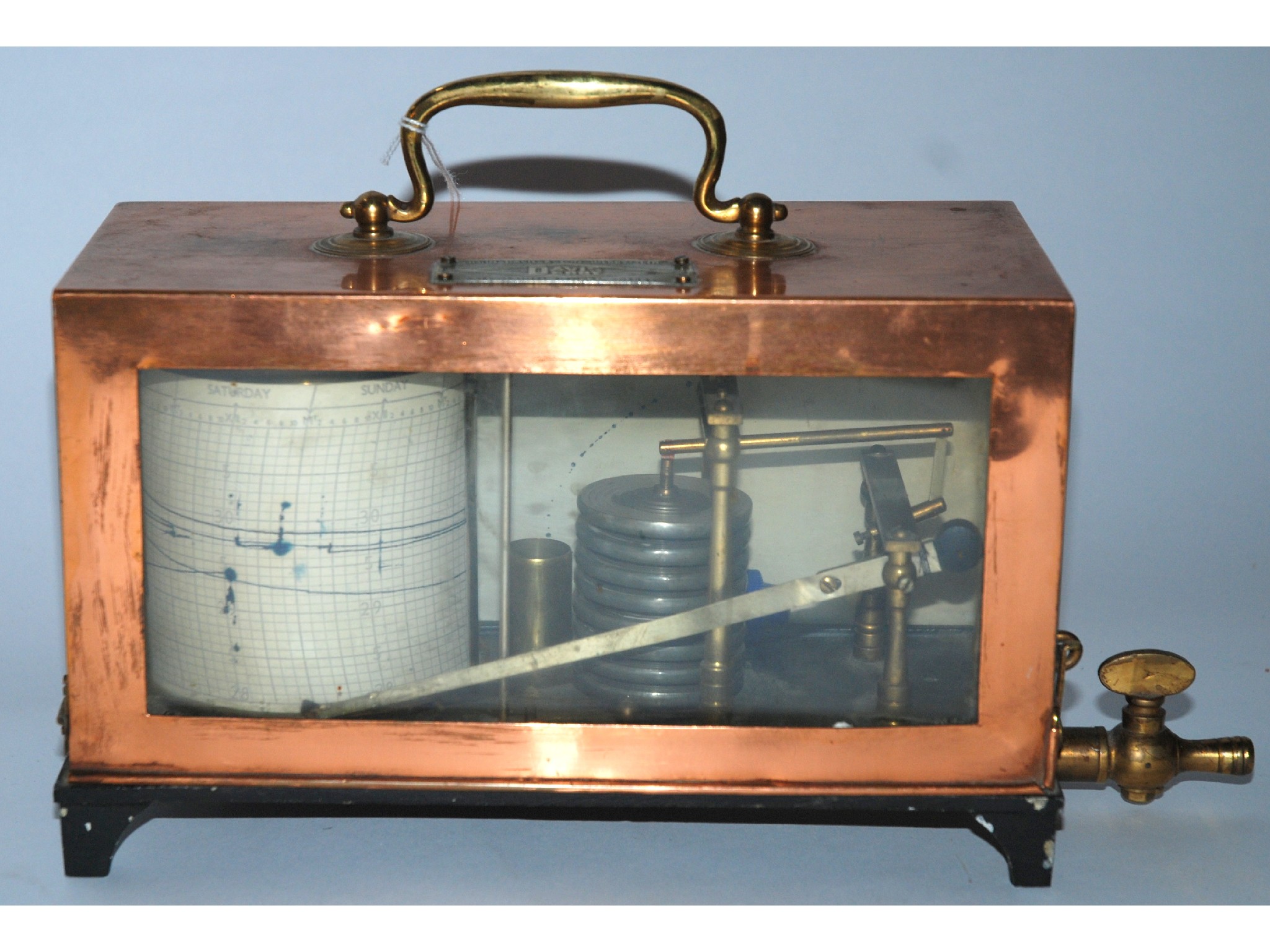 Appraisal: A Davis of Derby copper case barograph with air-gauge charts