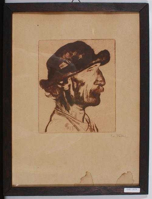 Appraisal: VALLET EDOUARD Geneva - Cressy Peasant Drypoint and aquatint Signed