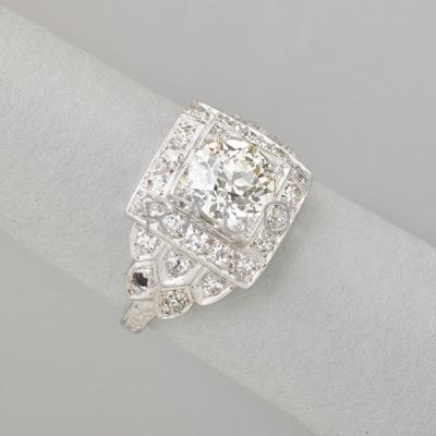 Appraisal: ART DECO DIAMOND PLATINUM RING OEC diamond cts by formula