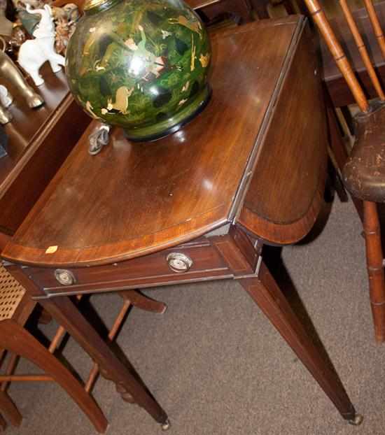 Appraisal: Federal mahogany stringer inlaid Pembroke table first quarter- th century