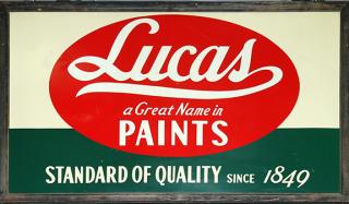 Appraisal: Lucas Paints tin sign wood framed x Lucas Paints tin