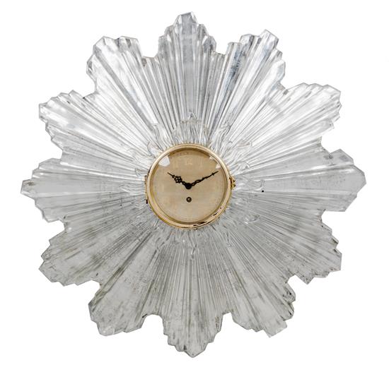 Appraisal: Sale Lot A Mirrored Glass Sunburst Clock centered with a