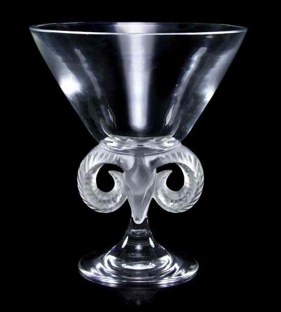 Appraisal: A Lalique Glass Compote Aries having a conical bowl supported