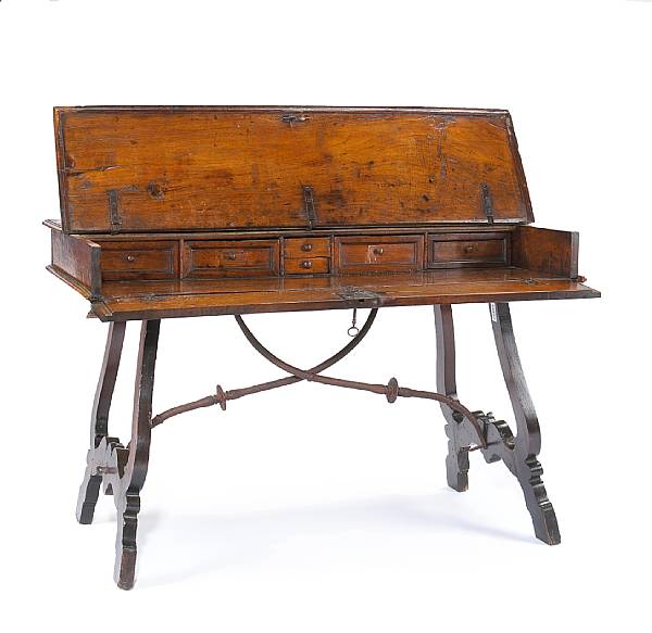 Appraisal: An Italian Baroque walnut desk early th century The rectangular