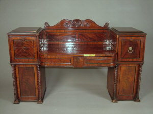 Appraisal: A George IV ebonised mahogany pedestal sideboard circa the serpentine