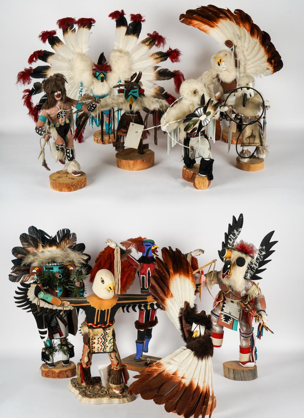 Appraisal: COLLECTION OF ELEVEN KACHINA DOLLSsmallest Navajo hoop dancer inches high