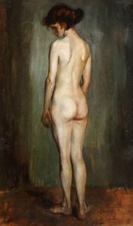 Appraisal: FEMALE NUDE OIL PAINTING S SIGNED PETER HIRSCH German -