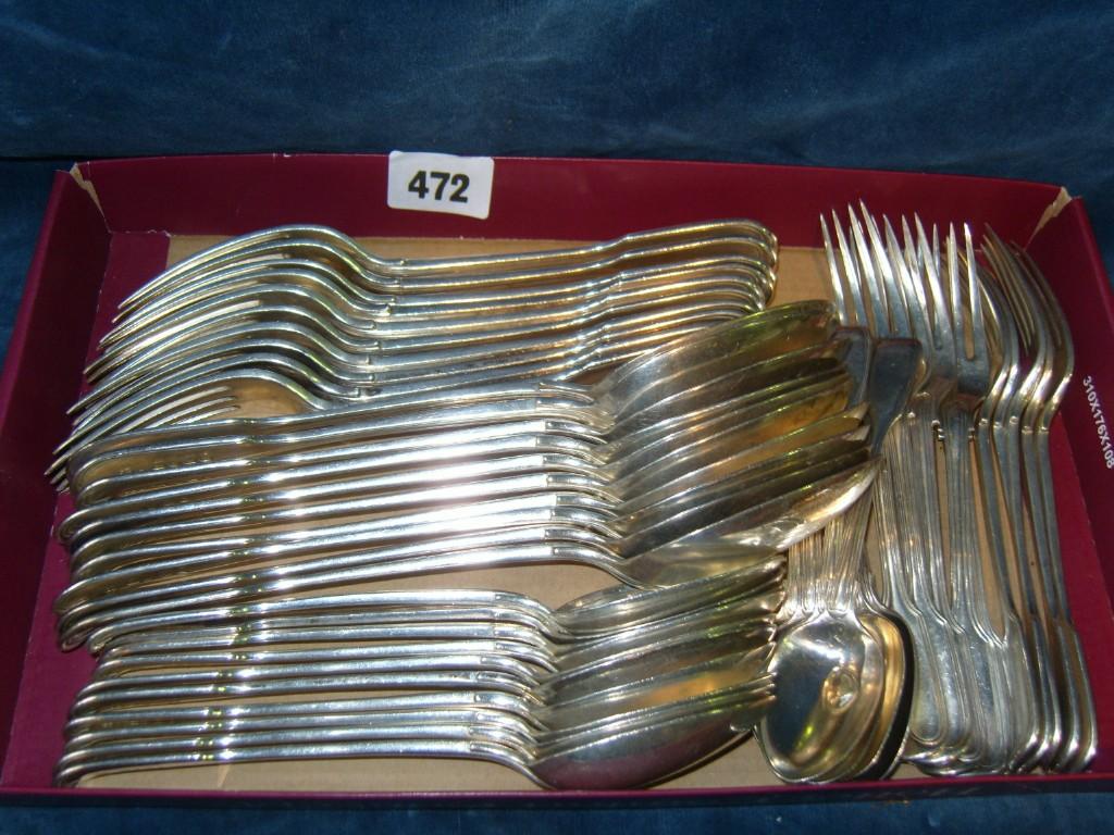 Appraisal: A suite of silver Fiddle and Thread pattern cutlery comprising