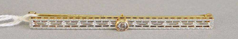 Appraisal: karat gold bar pin with champagne diamonds grams karat gold