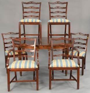 Appraisal: Eight piece mahogany dining room set with six chairs oval