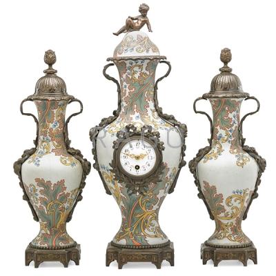 Appraisal: VILLEROY BOCH METTLACH CLOCK AND GARNITURE SET Condition Report