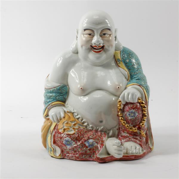 Appraisal: Modern Chinese Hand Painted Porcelain Large Buddha Figure H x