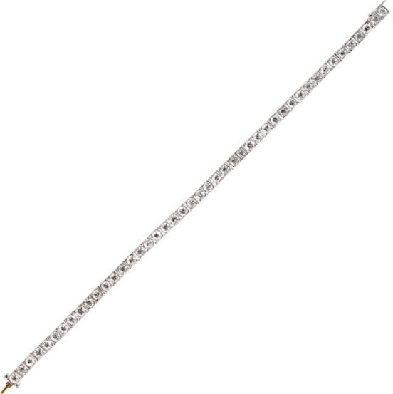 Appraisal: ART DECO DIAMOND PLATINUM LINE BRACELET Forty-five OMC and OEC