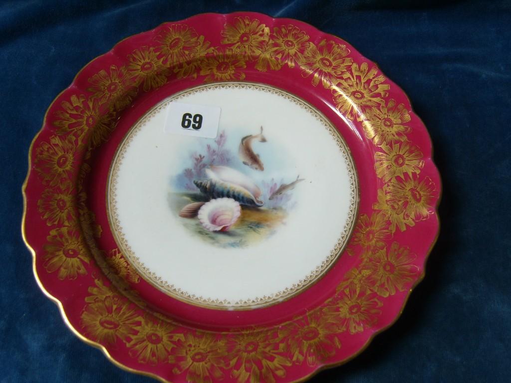 Appraisal: A late th century Royal Worcester dessert plate with painted