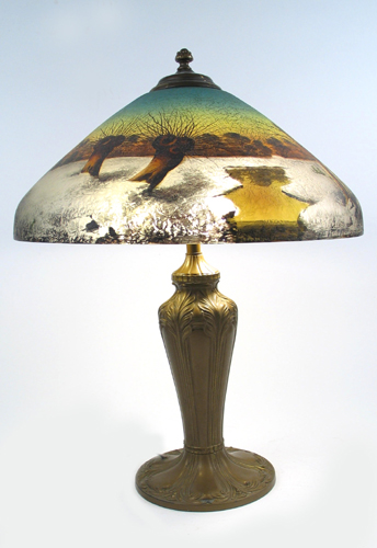 Appraisal: A JEFFERSON TABLE LAMP The hand painted glass shade having