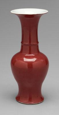 Appraisal: Chinese baluster vase trumpet neck red glaze base with old