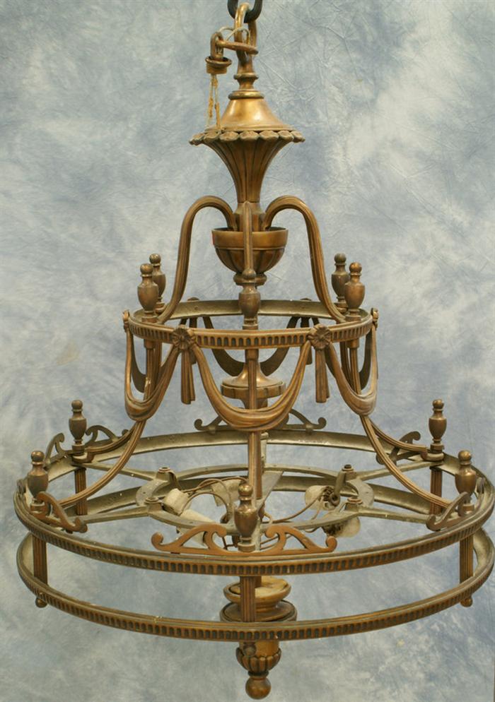 Appraisal: Ornate bronze chandelier d high the bottom of the light