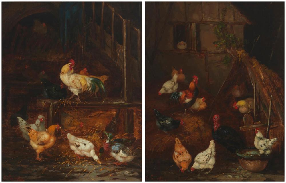 Appraisal: CLAUDE GUILLEMINET - Claude Guilleminet - Ducks and roosters in