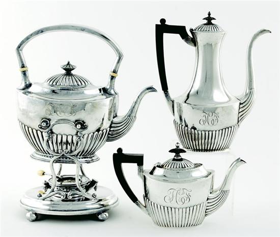 Appraisal: Gorham sterling individual coffee and teapot and kettle circa -