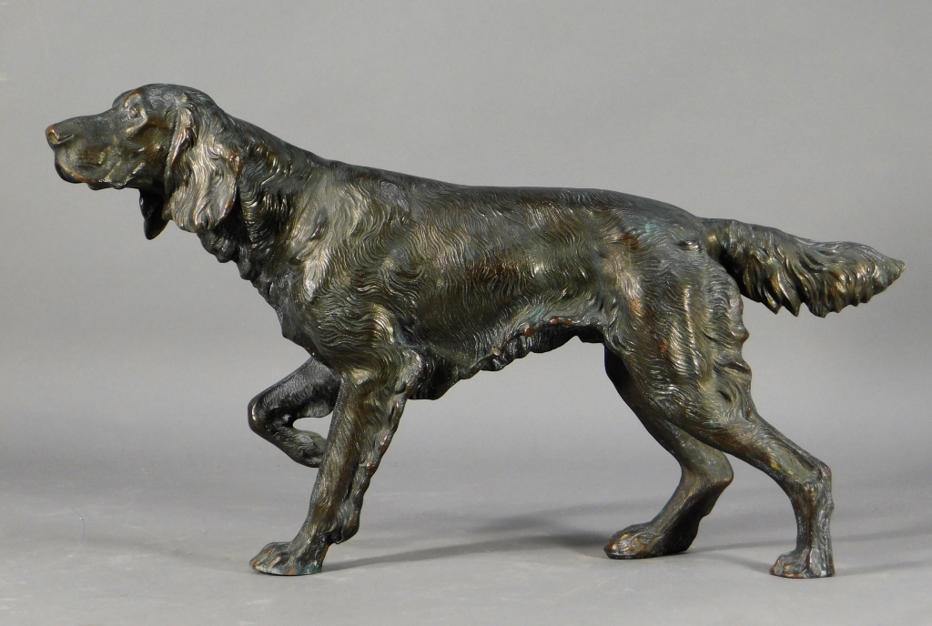 Appraisal: C ENGLISH PATINATED SPELTER SETTER DOG SCULPTURE England th CenturyFinally