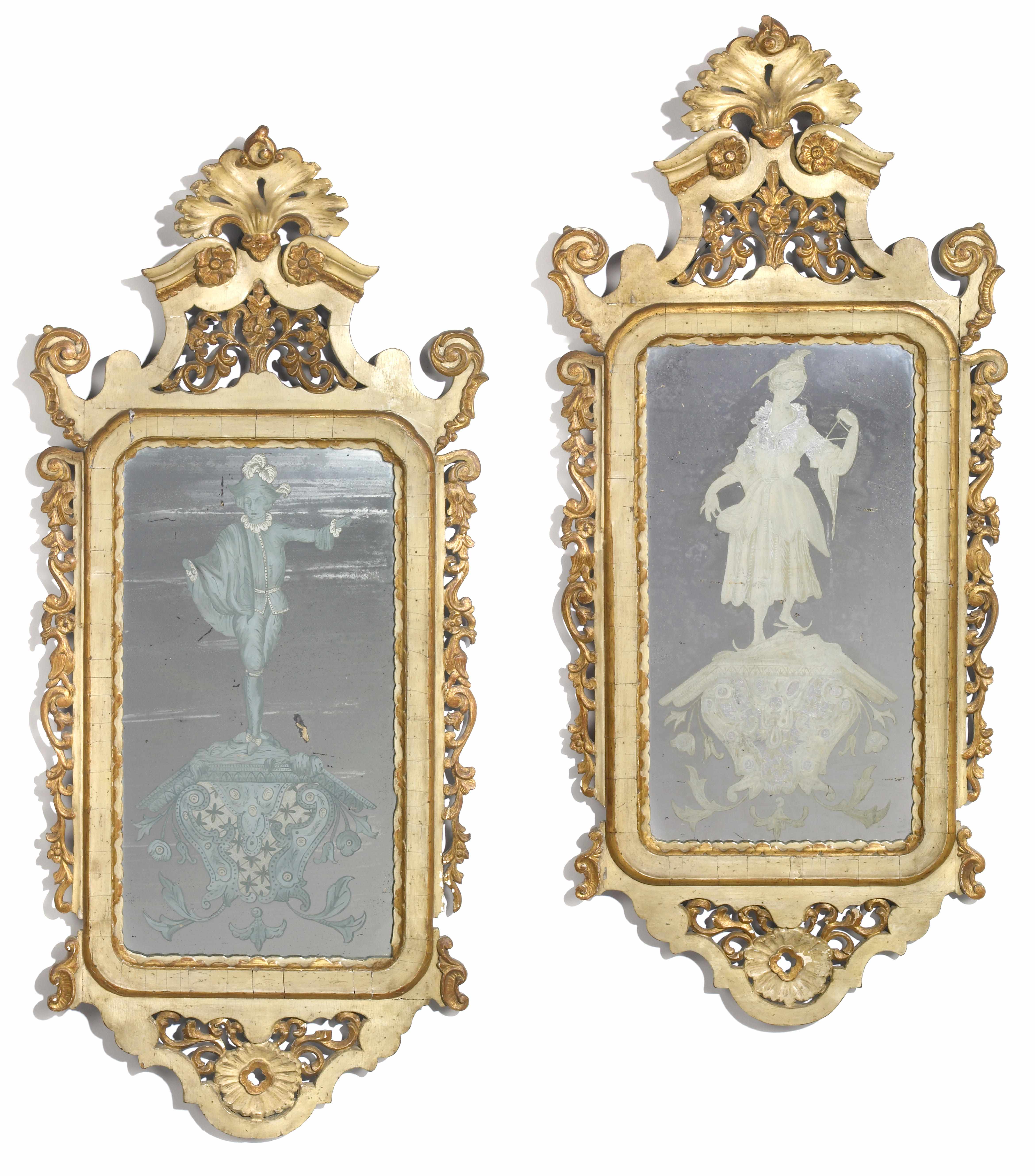 Appraisal: A pair of Italian Rococo style parcel gilt and paint