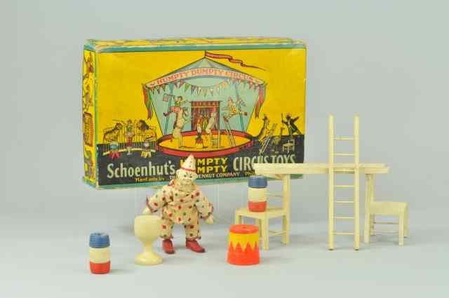 Appraisal: BOXED SCHOENHUT REDUCED SIZE CIRCUS Includes cloth suited clown together