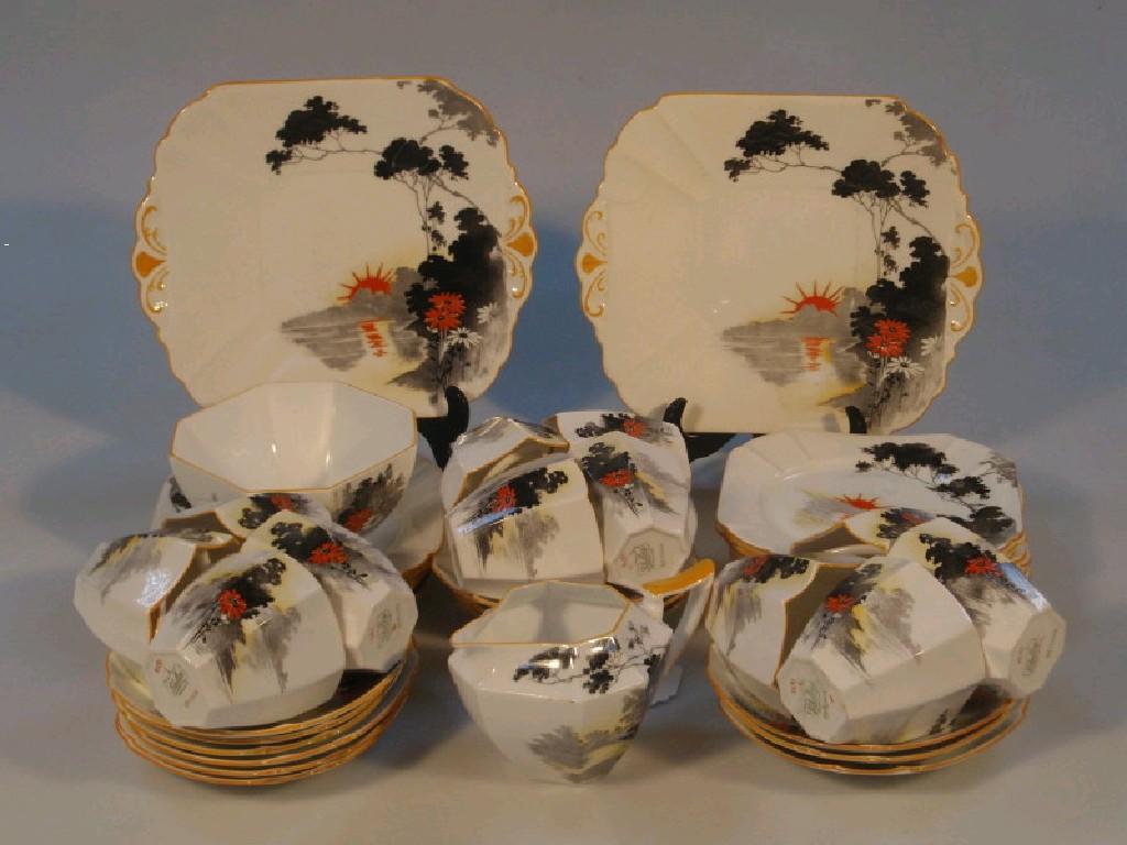 Appraisal: A Shelley Queen Anne Shape tea service Sunset Flowers pattern