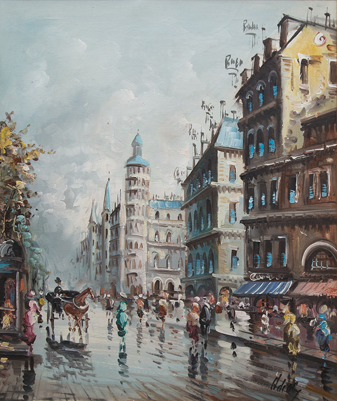 Appraisal: DE VITY Antonio Italian - Parisian Street Scene Oil Canvas