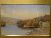 Appraisal: F Searle British ' Cottage by the River' Signed F