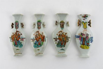 Appraisal: Four Chinese famille rose wall vases each decorated with a