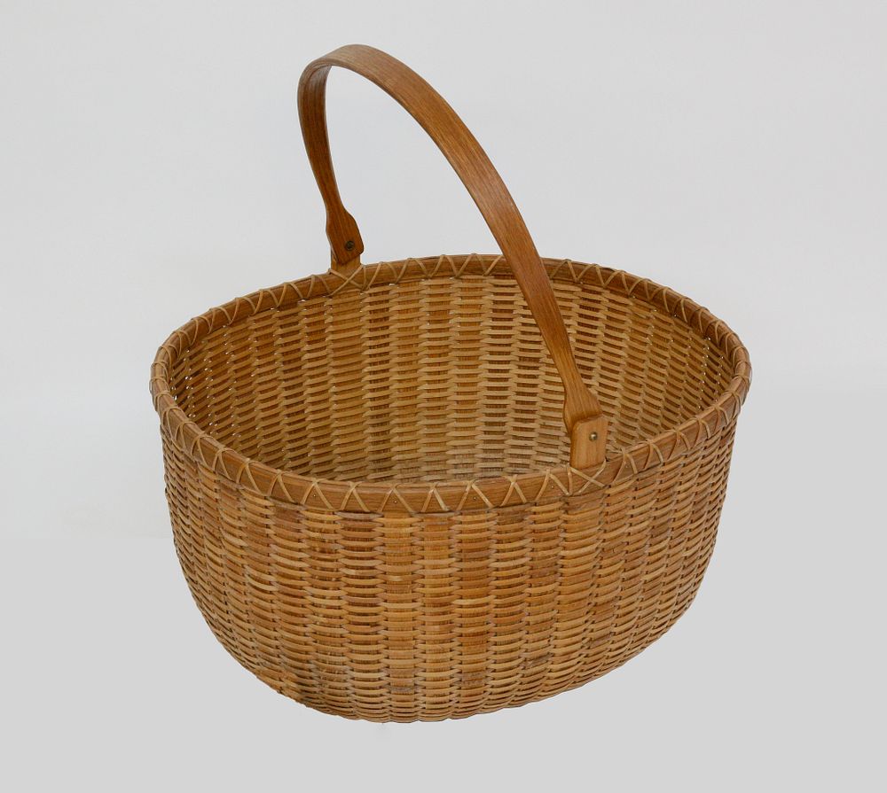 Appraisal: Arthur Martin Nantucket Bushel Swing Handle Basket circa Arthur Martin