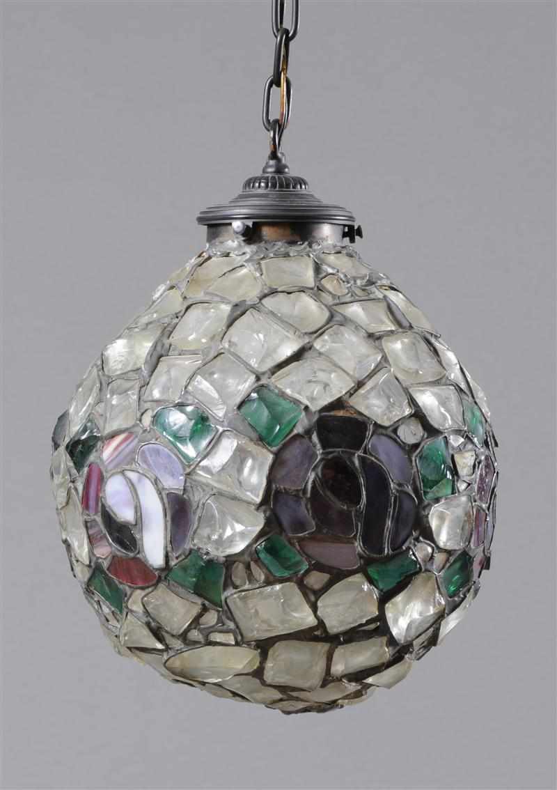 Appraisal: LEADED FACETED GLASS BALL LIGHTING FIXTURE x in