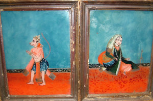 Appraisal: A Pair of th Century Indian Reverse Painted Pictures on