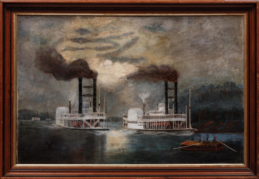 Appraisal: After George F Fuller American Massachusetts - Steamboat Race on