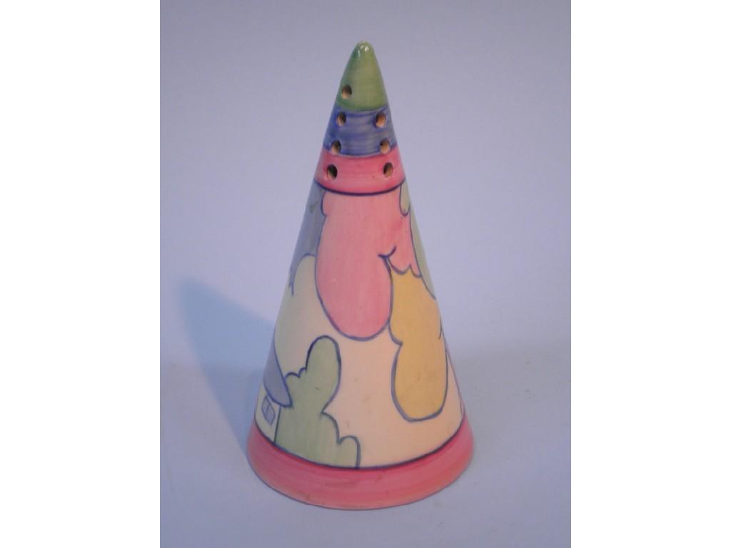 Appraisal: A Royal Staffordshire pottery Clarice Cliff design conical sugar shaker