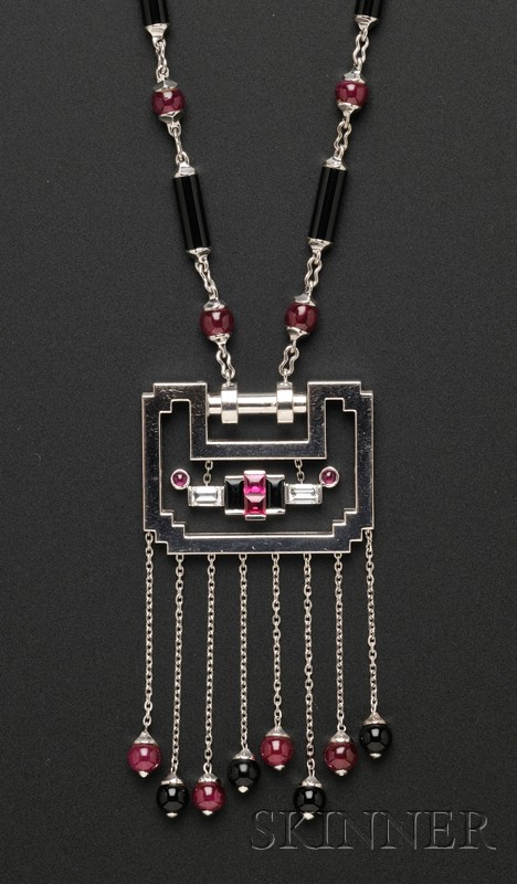 Appraisal: kt White Gold Ruby and Onyx Le Baiser du Dragon