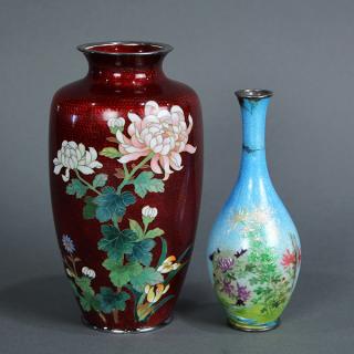 Appraisal: Japanese Cloisonne Vases lot of Japanese cloisonne vases one red