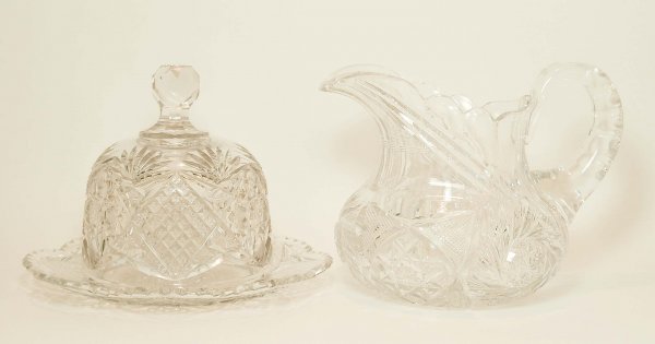 Appraisal: Two pieces of Brilliant cut glass One squat wide mouthed