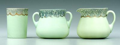 Appraisal: Three pieces New England Glass Co green opaque glass sugar