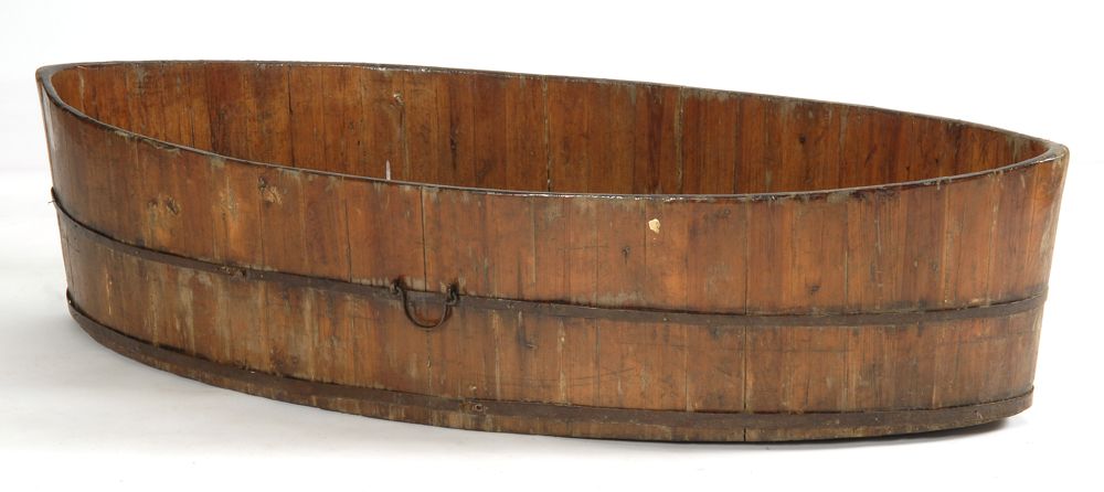 Appraisal: WOODEN TUB Circa In boat form Length Width