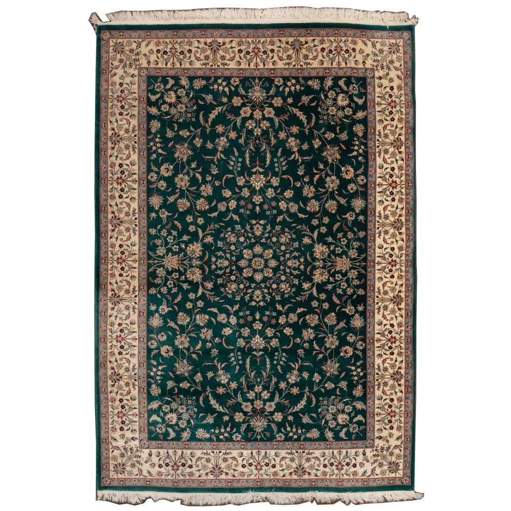 Appraisal: KASHAN WOOL RUGHaving an abstract floral and geometric design with