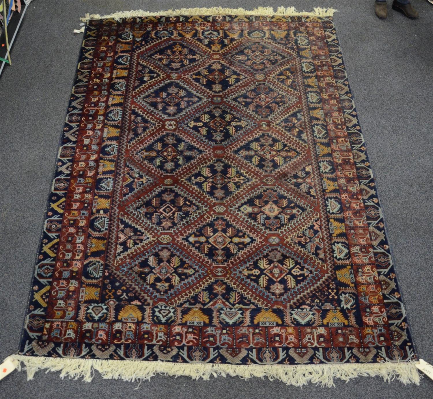 Appraisal: x Turkish rug with diamond medallion center