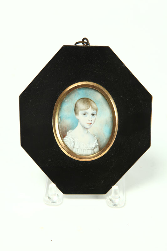 Appraisal: MINIATURE ON IVORY OF CHILD Probably England nd quarter- th