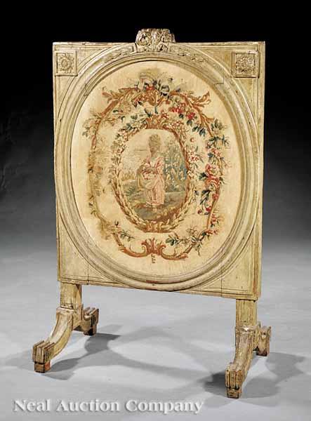 Appraisal: A Louis XVI Cr me Peinte Firescreen th c rectangular